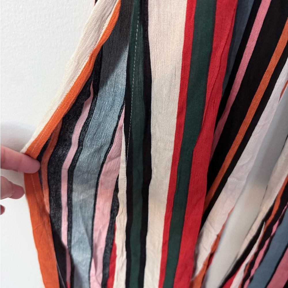 Olivaceous striped wide-leg pants flowy with high side slits - Picture 5 of 10
